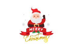 Christmas lettering typography with cartoon santa claus Product Image 1