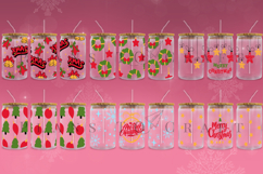 christmas libbey beer can glass full wrap svg presized template for 16oz and 20oz glass for Cricut Silhouette and sublimation