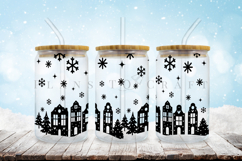 Christmas themed Libbey glass can wrap design featuring holiday and winter style artwork available as digital files ready to download for crafting and decor projects