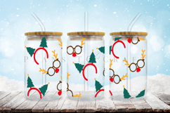 Christmas themed Libbey glass can wrap design featuring holiday and winter style artwork available as digital files ready to download for crafting and decor projects