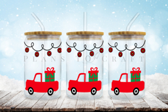 Christmas themed Libbey glass can wrap design featuring holiday and winter style artwork available as digital files ready to download for crafting and decor projects