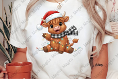 Christmas Lights Cute Highland Cow PNG Product Image 2