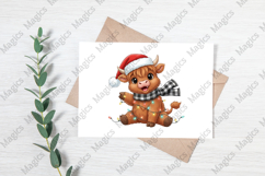 Christmas Lights Cute Highland Cow PNG Product Image 3