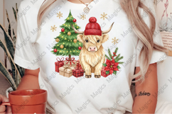 Christmas Lights Highland Cow Png Product Image 2