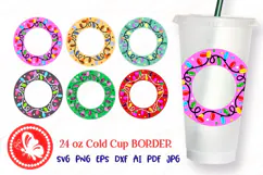 Full wrap 24 oz Cold cup Border Christmas lights svg Product Image 1