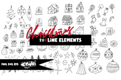 Christmas Line SVG Set | 80 Elements 10 Patterns Product Image 1