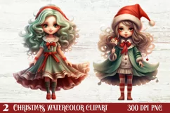 Christmas Little Girl Clipart Sublimation, Christmas PNG Product Image 1