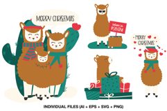 Christmas party graphics featuring adorable holiday llamas