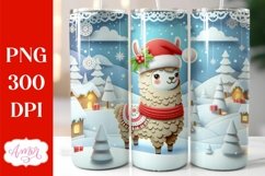 Christmas llama tumbler wrap for sublimation, cute llama PNG Product Image 1