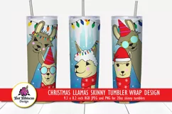 christmas llamas skinny tumbler wrap sublimation design