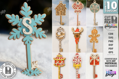 Christmas Key Ornament Laser Cut Bundle| Santa Magic Key SVG Product Image 1