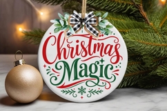 Christmas Magic Round Door Hanger Svg Product Image 1
