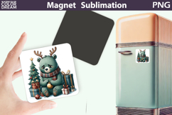 Green Grumpy Bear Magnet | Christmas Animal Sublimation Product Image 1