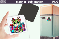 Green Grumpy Cat Magnet | Christmas Animal Sublimation Product Image 1