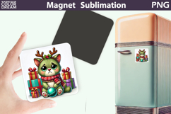 Green Grumpy Cat Magnet | Christmas Animal Sublimation Product Image 1