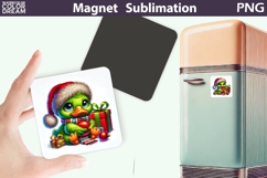 Green Grumpy Duck Magnet | Christmas Animal Sublimation Product Image 1