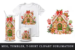 Christmas tumbler, mug wrap, clipart sublimation design Product Image 1