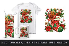 Christmas tumbler, mug wrap, clipart sublimation design Product Image 1