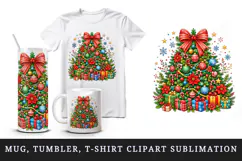 Christmas tumbler, mug wrap, clipart sublimation design Product Image 1
