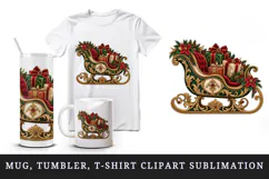 Christmas tumbler, mug wrap, clipart sublimation design Product Image 1