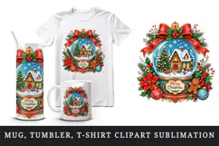 Christmas tumbler, mug wrap, clipart sublimation design Product Image 1