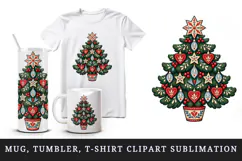 Christmas tumbler, mug wrap, clipart sublimation design Product Image 1