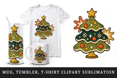Christmas tumbler, mug wrap, clipart sublimation design Product Image 1