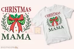 Coqutte Bow SVG Christmas Mama PNG T-shirt Design Product Image 2