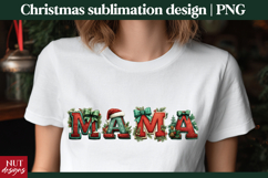 Christmas MAMA Sublimation Design PNG | Festive Letter Art Product Image 2