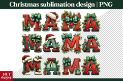 Christmas MAMA Sublimation Design PNG | Festive Letter Art Product Image 1