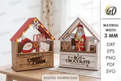 Christmas Market Stalls Laser Cut. Christmas Stand Decor SVG Product Image 1