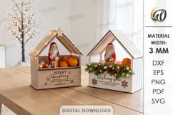 Christmas Market Stalls Laser Cut. Christmas Stand Decor SVG Product Image 1