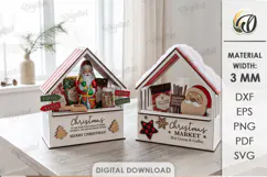 Christmas Market Stalls Laser Cut. Christmas Stand Decor SVG Product Image 1
