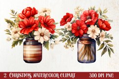 Christmas Mason Jar Sublimation Clipart, Christmas PNG Product Image 1