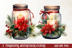 Christmas Mason Jar Sublimation Clipart, Christmas PNG Product Image 1