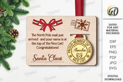 Christmas Medal with Greeting Card Laser Cut. Christmas SVG Product Image 1