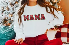 MAMA MINI sublimation design, faux embroidery Christmas png Product Image 5