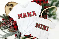 MAMA MINI sublimation design, faux embroidery Christmas png Product Image 6