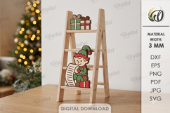 Christmas Mini Ladder Laser Cut. Christmas Stand Decor SVG Product Image 1