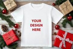 Christmas shirt mock up, Christmas white tshirt Product Image 1