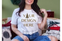 Christmas mockup shirt Bella Canvas 3001 White mockup Product Image 1