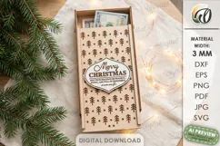 Christmas Money Gift Box Laser Cut. Money Holder SVG Product Image 1