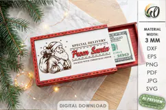 Christmas Money Gift Box Laser Cut. Money Holder SVG Product Image 1