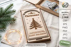 Christmas Money Gift Box Laser Cut. Money Holder SVG Product Image 1