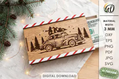 Christmas Money Gift Box Laser Cut. Money Holder SVG Product Image 1