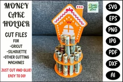 Christmas Money Cake Gingerbread House. Paper cutting. DIY Money Holder SVG. SVG template cut file for Cricut. 