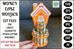 Christmas Money Cake Gingerbread House. Paper cutting. DIY Money Holder SVG. SVG template cut file for Cricut. 