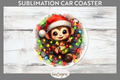 Christmas Monkey v3 Entangled in Lights Car Coaster Sublimat Product Image 1