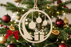Christmas Moon Gift Ornament SVG, Holiday Laser Cut File Product Image 1