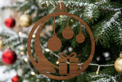 Christmas Moon Gift Ornament SVG, Holiday Laser Cut File Product Image 2